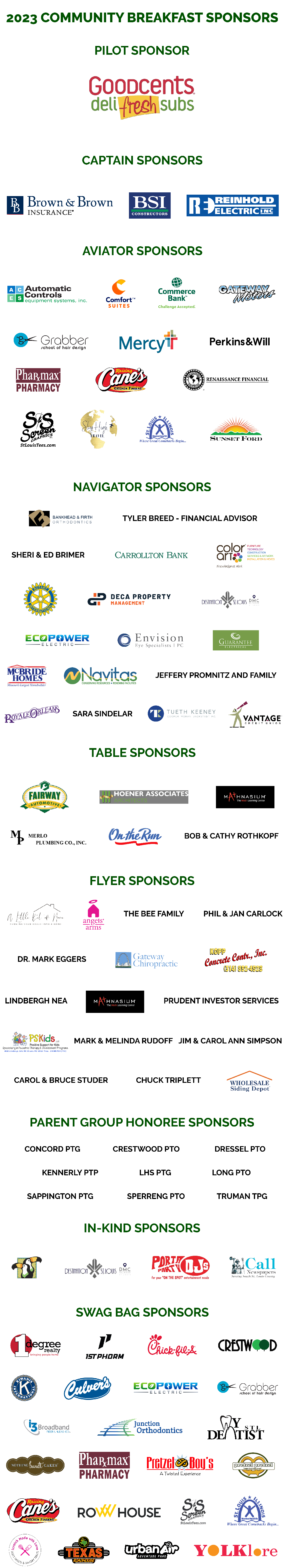 Community Breakfast Sponsors Community Breakfast Sponsors